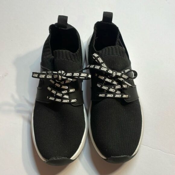 Juicy by Juicy Couture Avaya women sneaker Black/White Stretchy Mesh Sz 7 - Picture 1 of 8